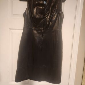 ANTONIO MELANI Black Leather Midi Dress